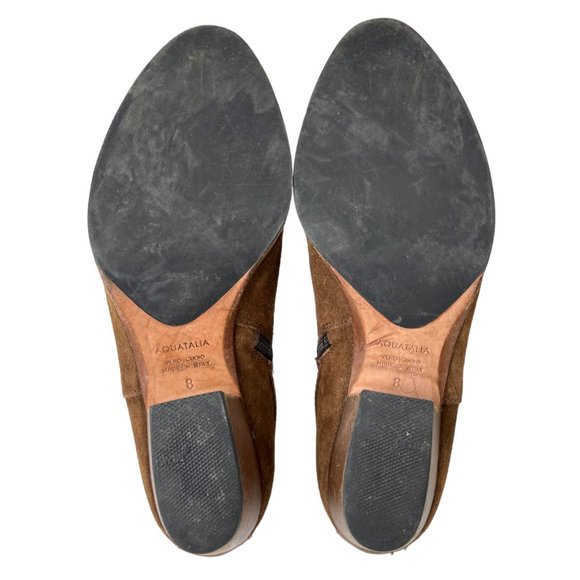 Aquatalia Farin Women's Weatherproof Brown Italian Suede Ankle Boots Size 8 - Picture 7 of 9